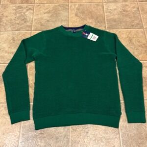IZOD Boys Hunter Green Ribbed Cotton Crewneck Sweater Size L 14/16 NWT